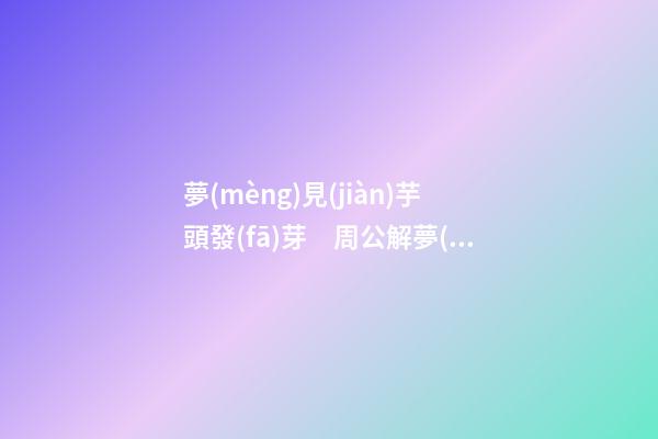 夢(mèng)見(jiàn)芋頭發(fā)芽　周公解夢(mèng)之夢(mèng)到芋頭發(fā)芽
